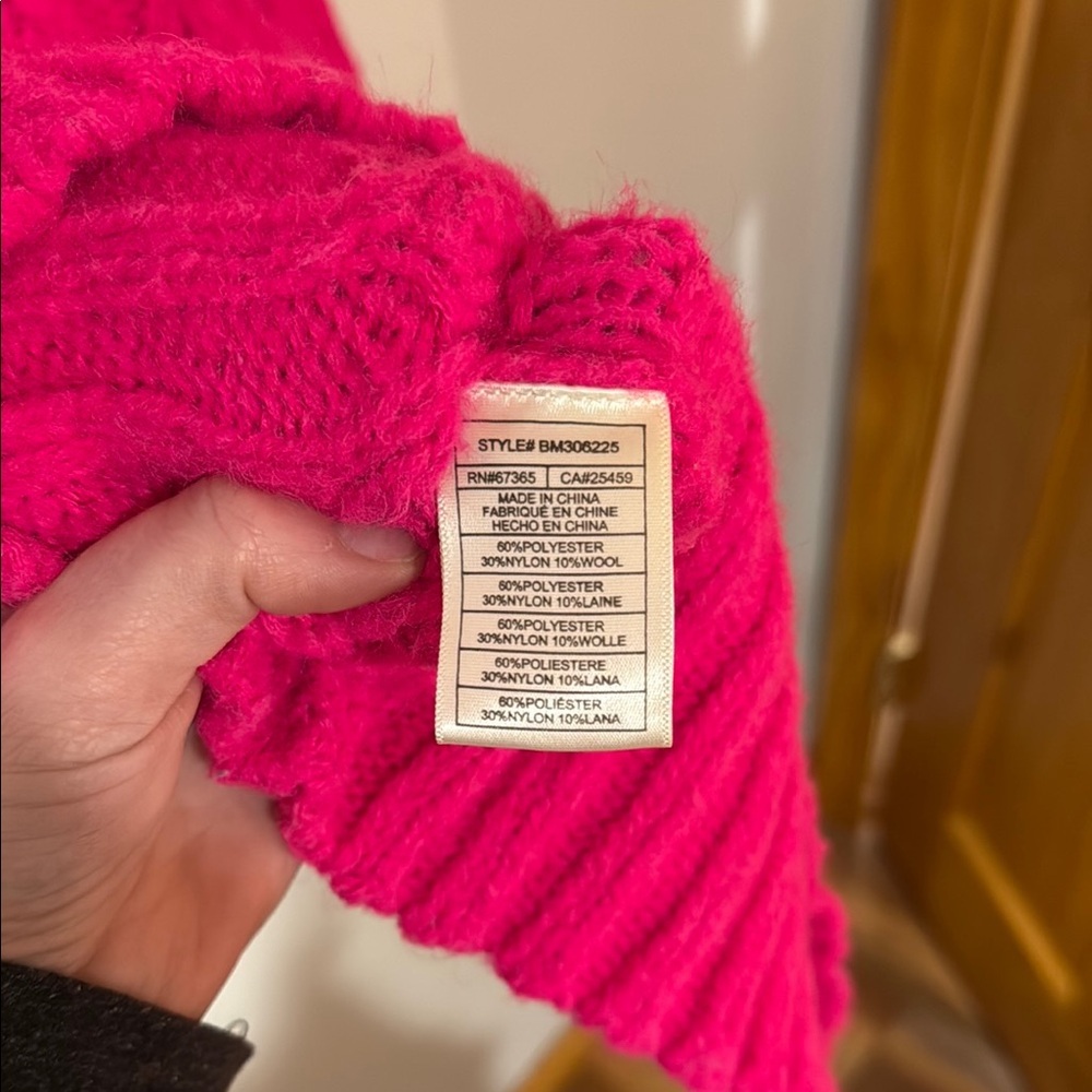 Women's Steve Madden Bright Pink Cable Knit Sweater - Picture 6 of 6